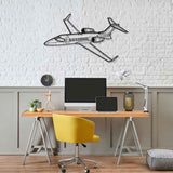 Learjet 45 Angle Silhouette Metal Wall Art