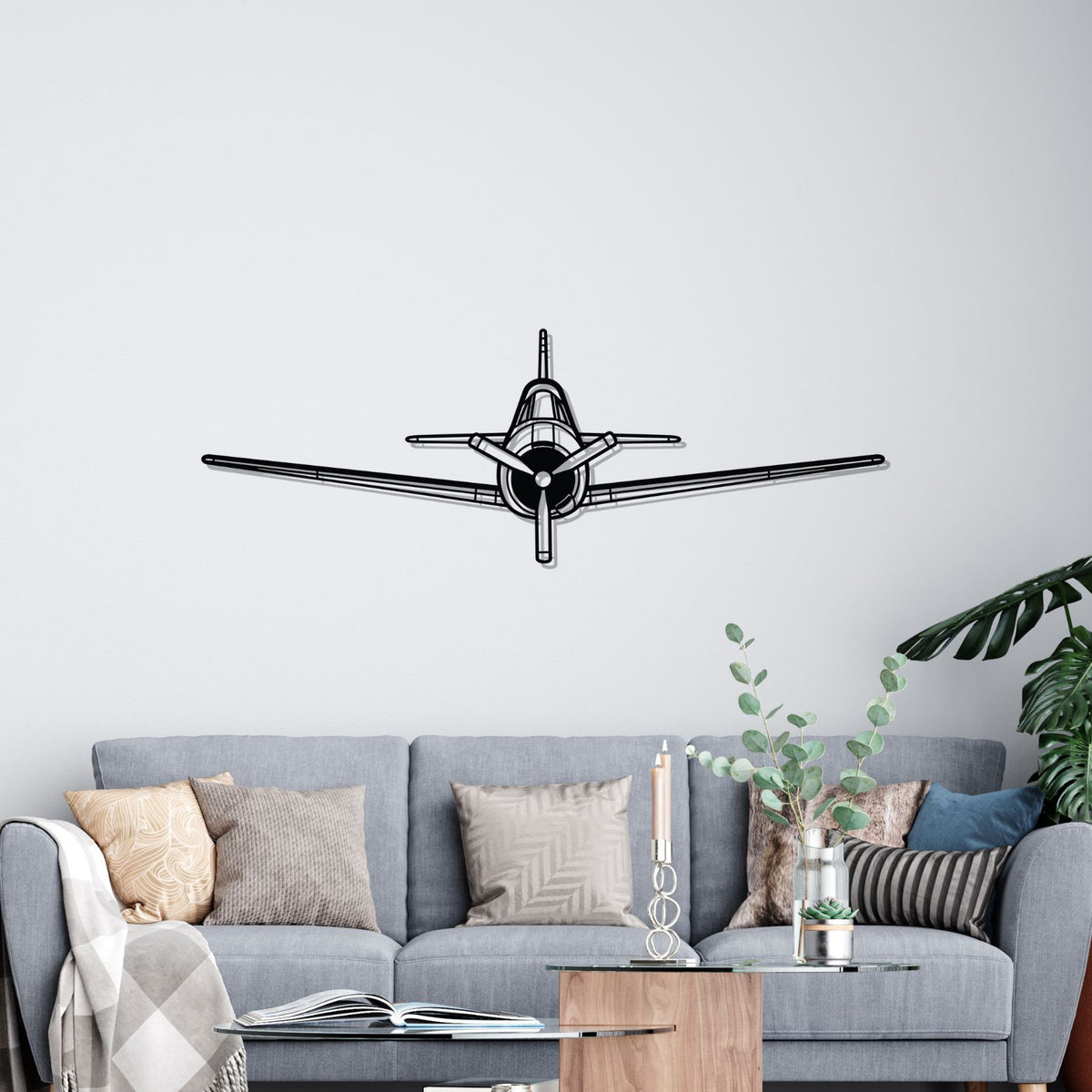 T-28 Trojan Front Silhouette Metal Wall Art