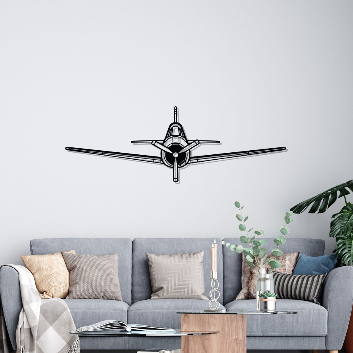 T-28 Trojan Front Silhouette Metal Wall Art
