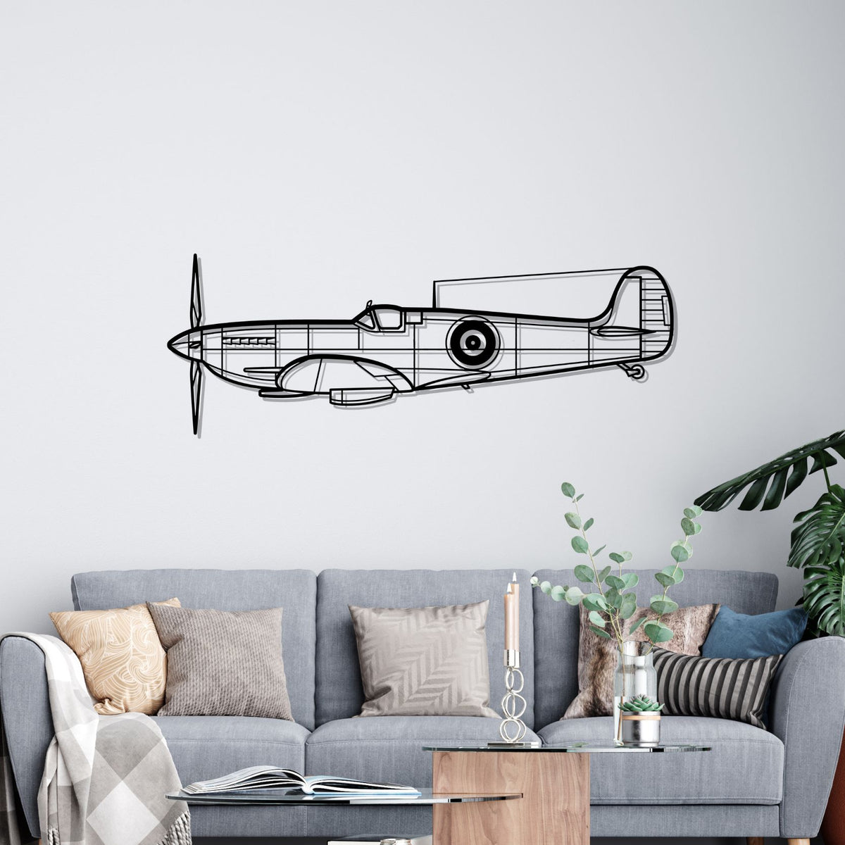 Spitfire MK IX ALT Silhouette Metal Wall Art
