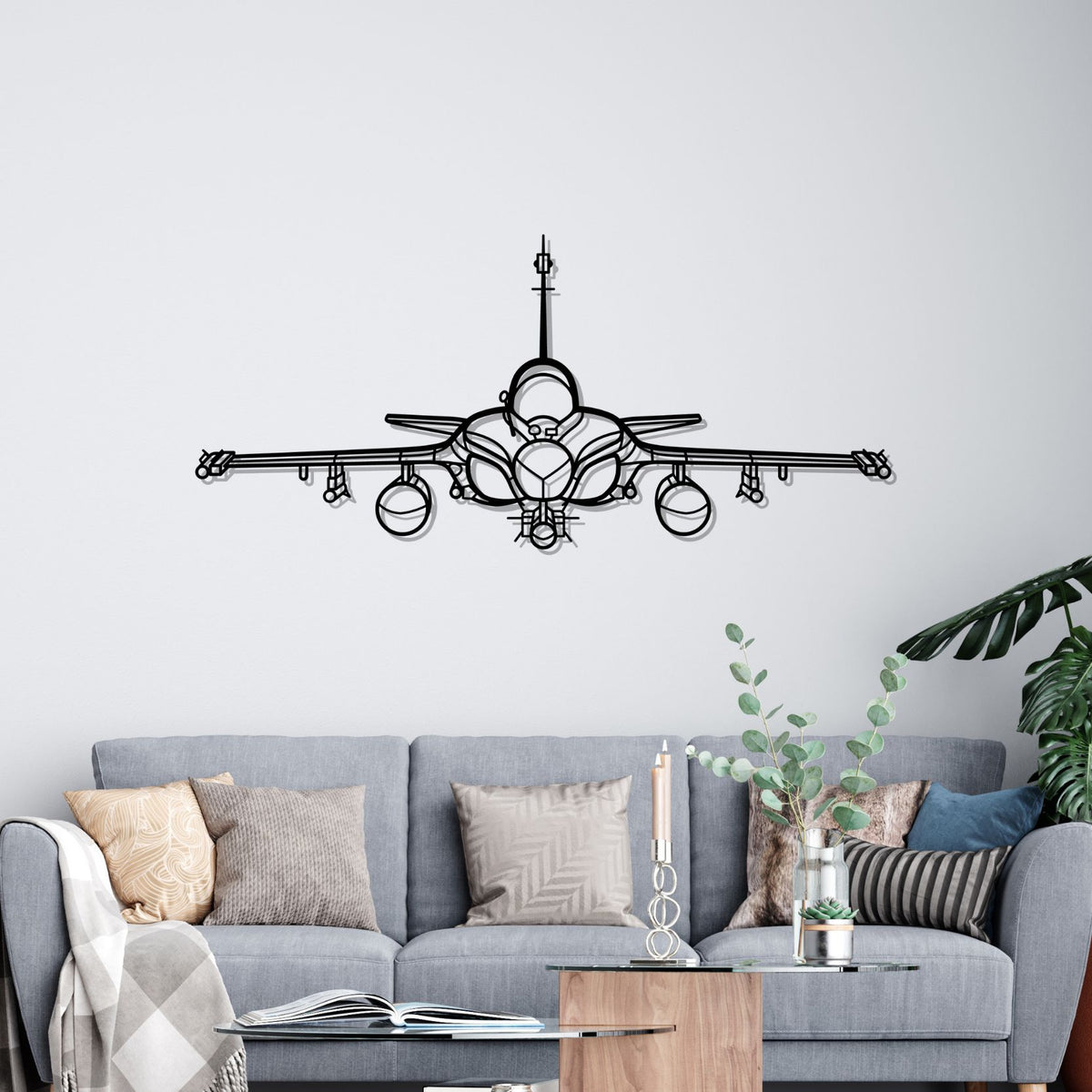 Rafale Front Silhouette Metal Wall Art
