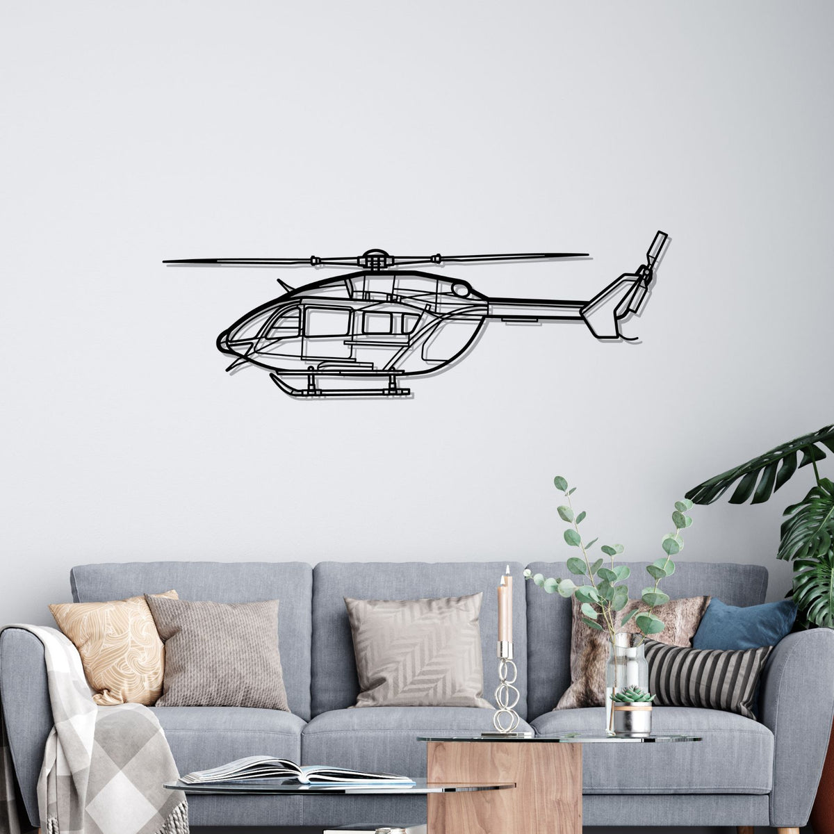 EC-145 Silhouette Metal Wall Art