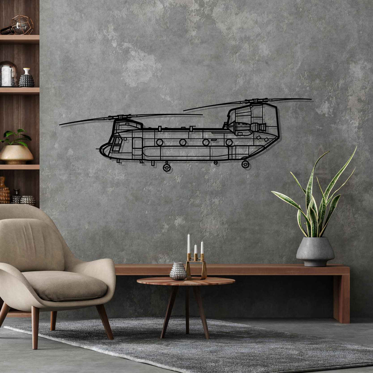 Chinook CH-47 Silhouette Metal Wall Art
