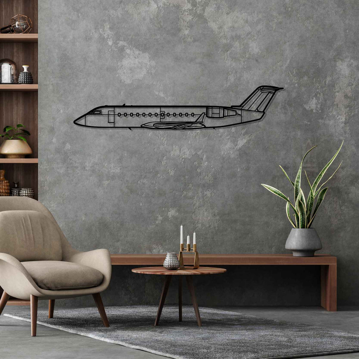 CRJ200 Silhouette Metal Wall Art