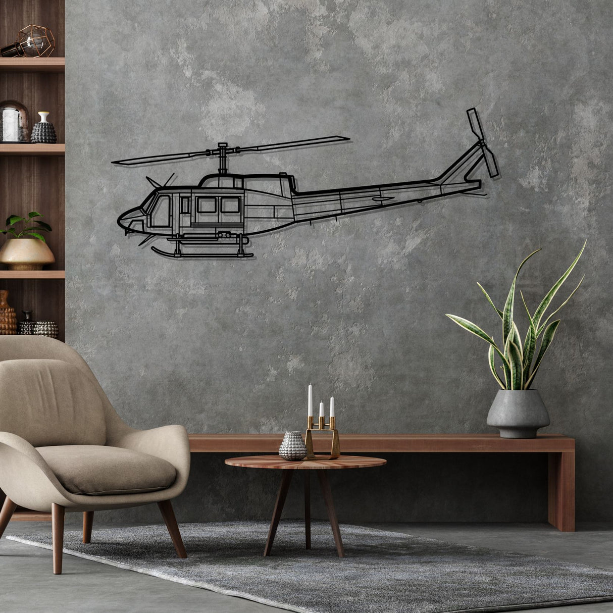 Bell 212 Silhouette Metal Wall Art