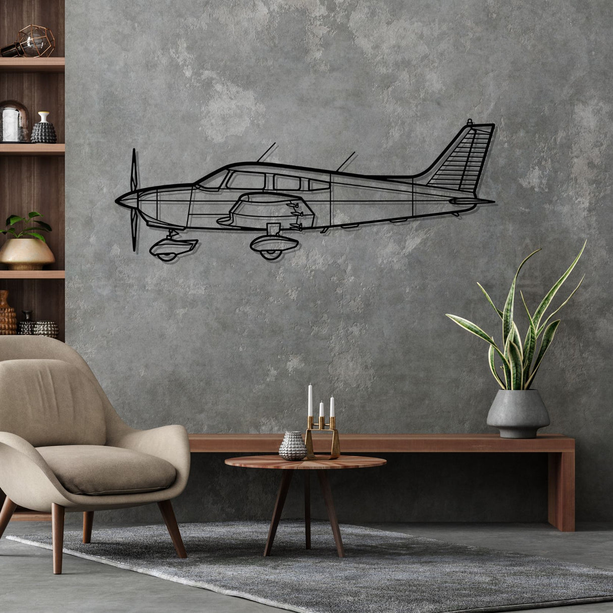 PA-28 Warrior Silhouette Metal Wall Art