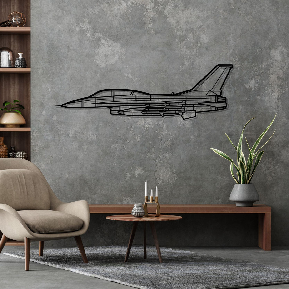 F-16D Silhouette Metal Wall Art