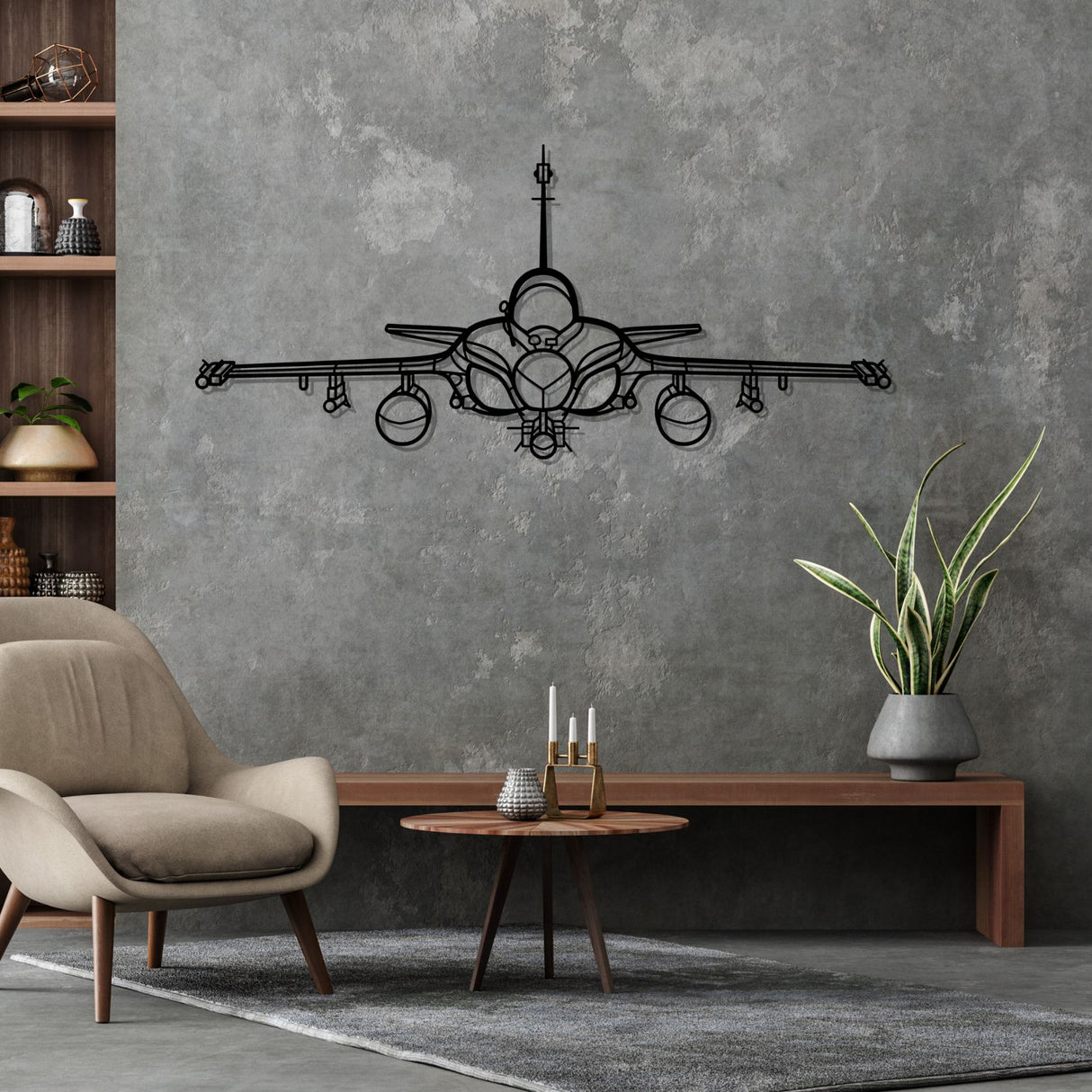 Rafale Front Silhouette Metal Wall Art