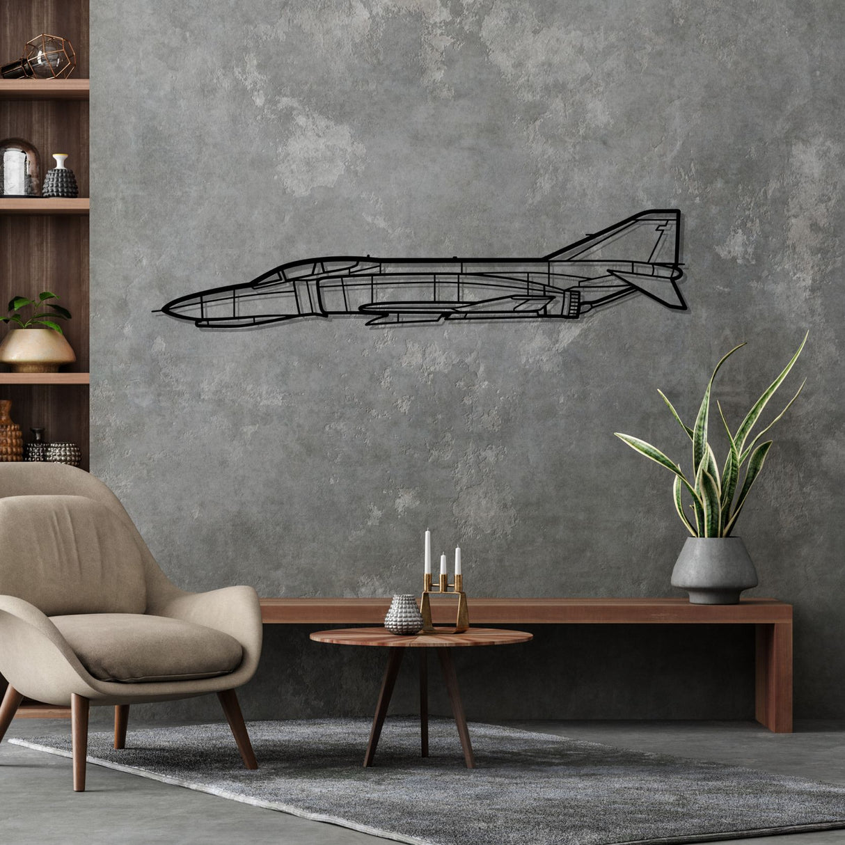 F-4C Phantom Silhouette Metal Wall Art