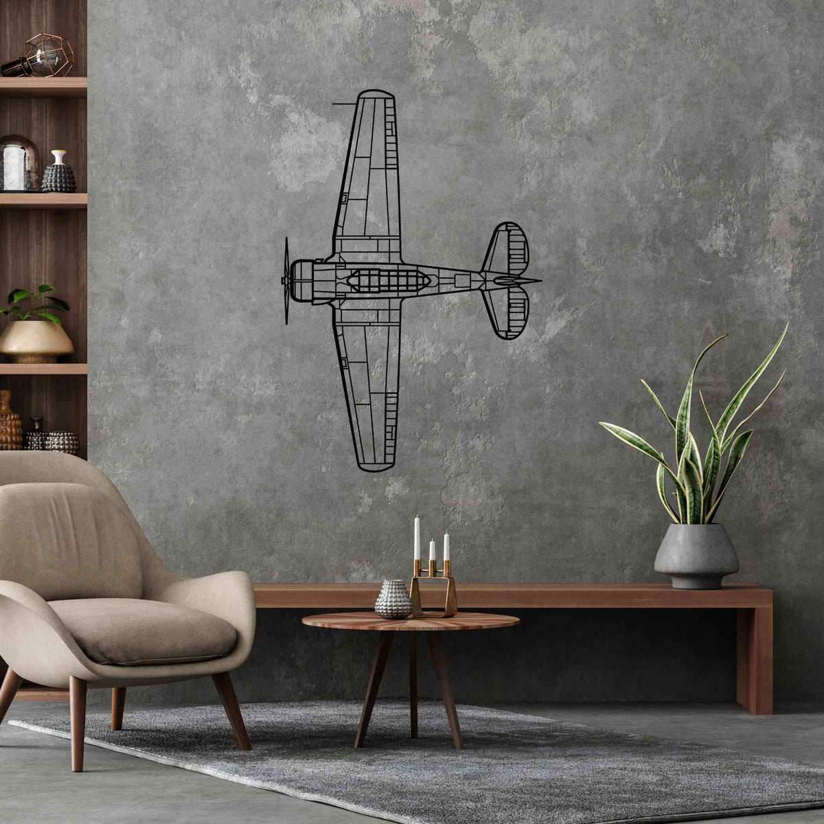 SNJ-5 Texan Top Silhouette Metal Wall Art