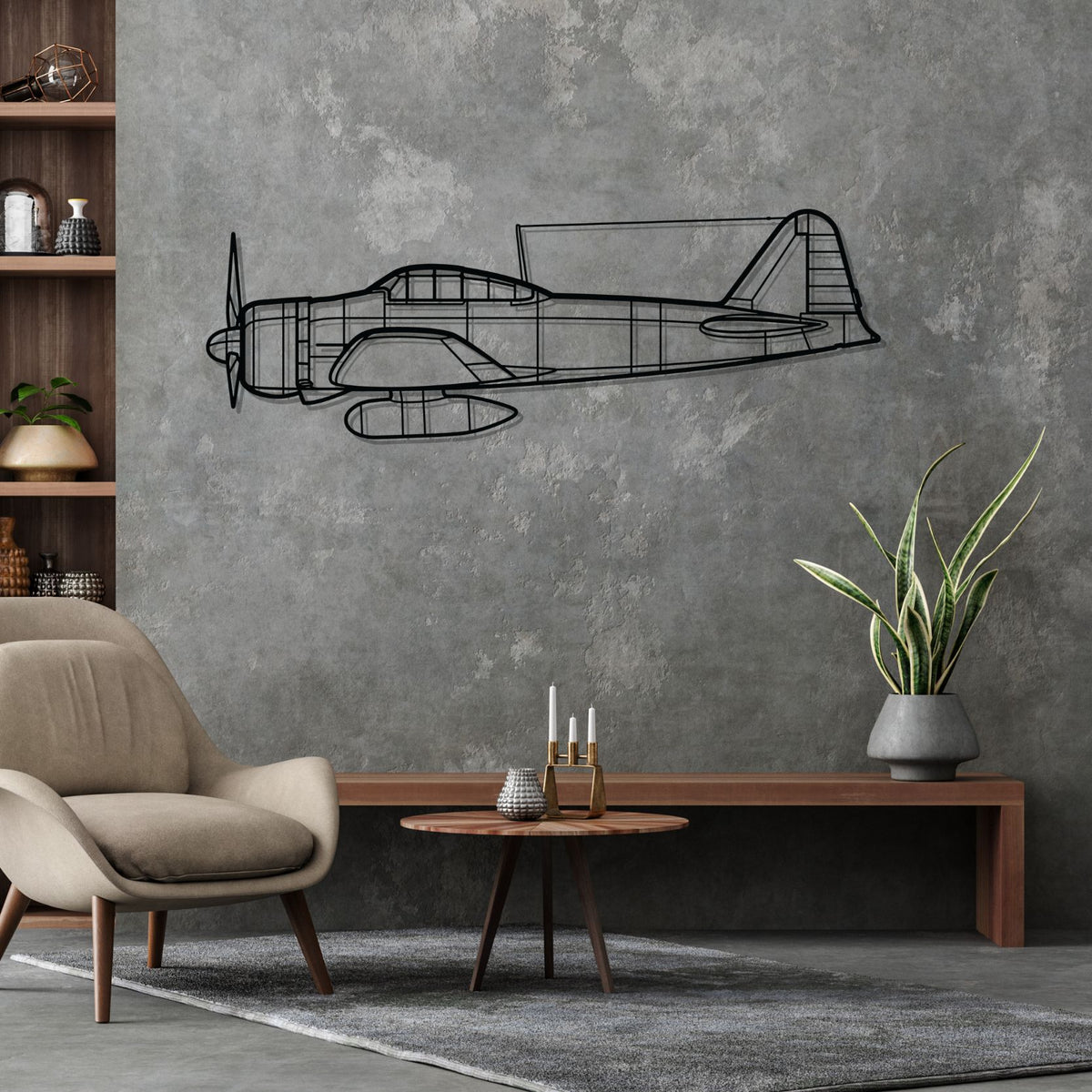 A6M2 Zero Silhouette Metal Wall Art