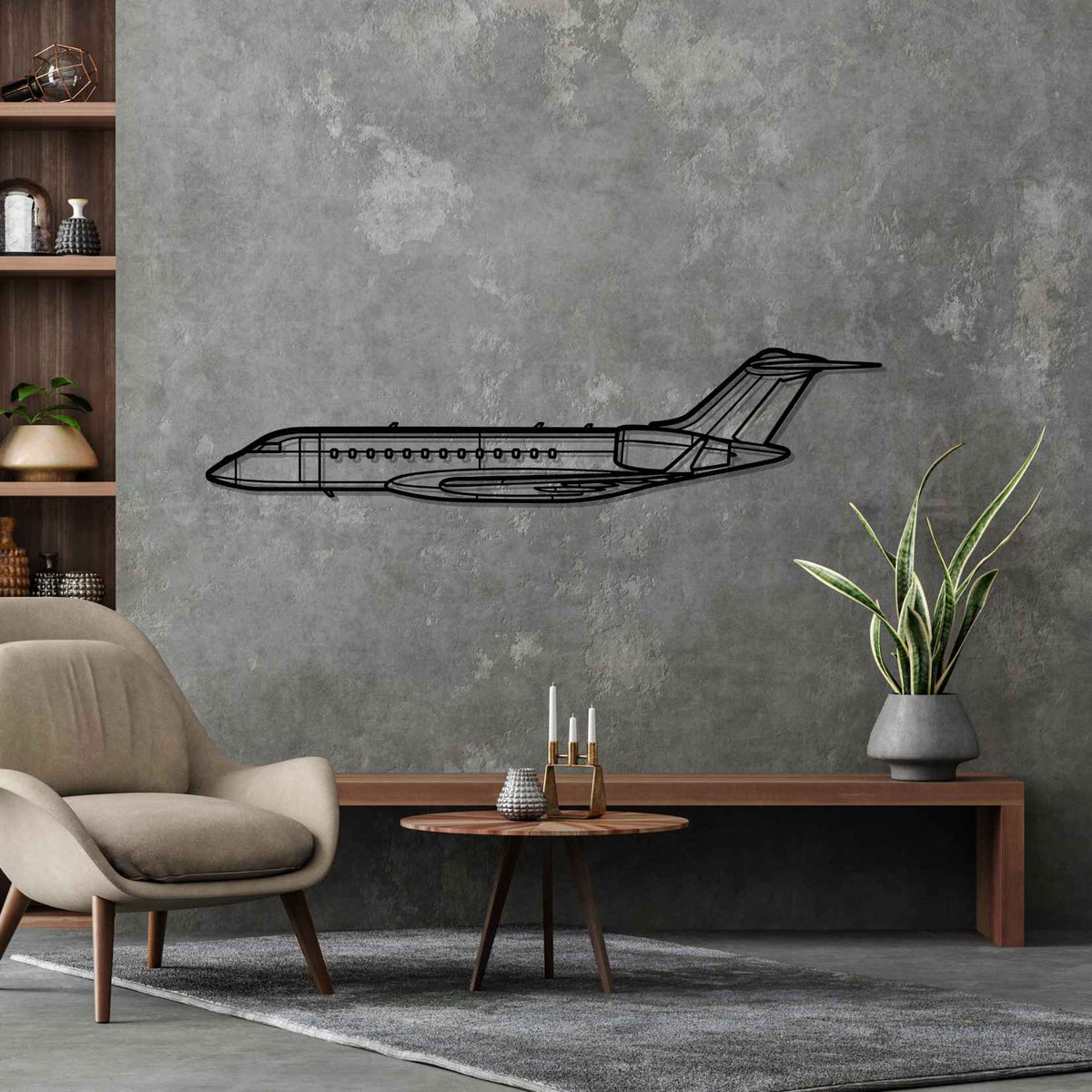 Global 6000 2018 Silhouette Metal Wall Art