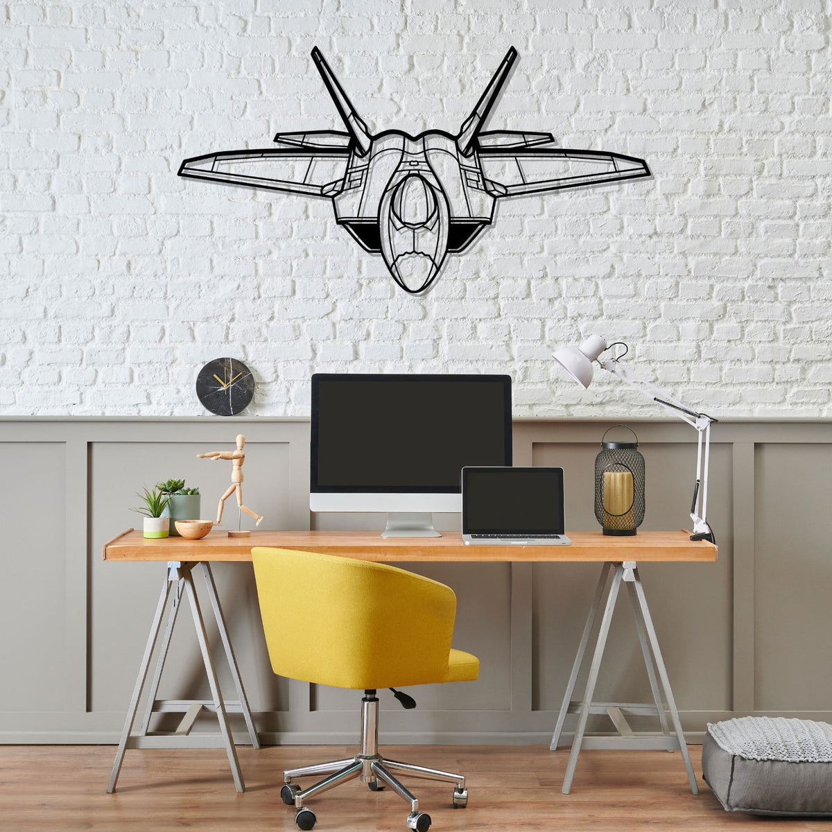 F-22 Raptor Angle Silhouette Metal Wall Art