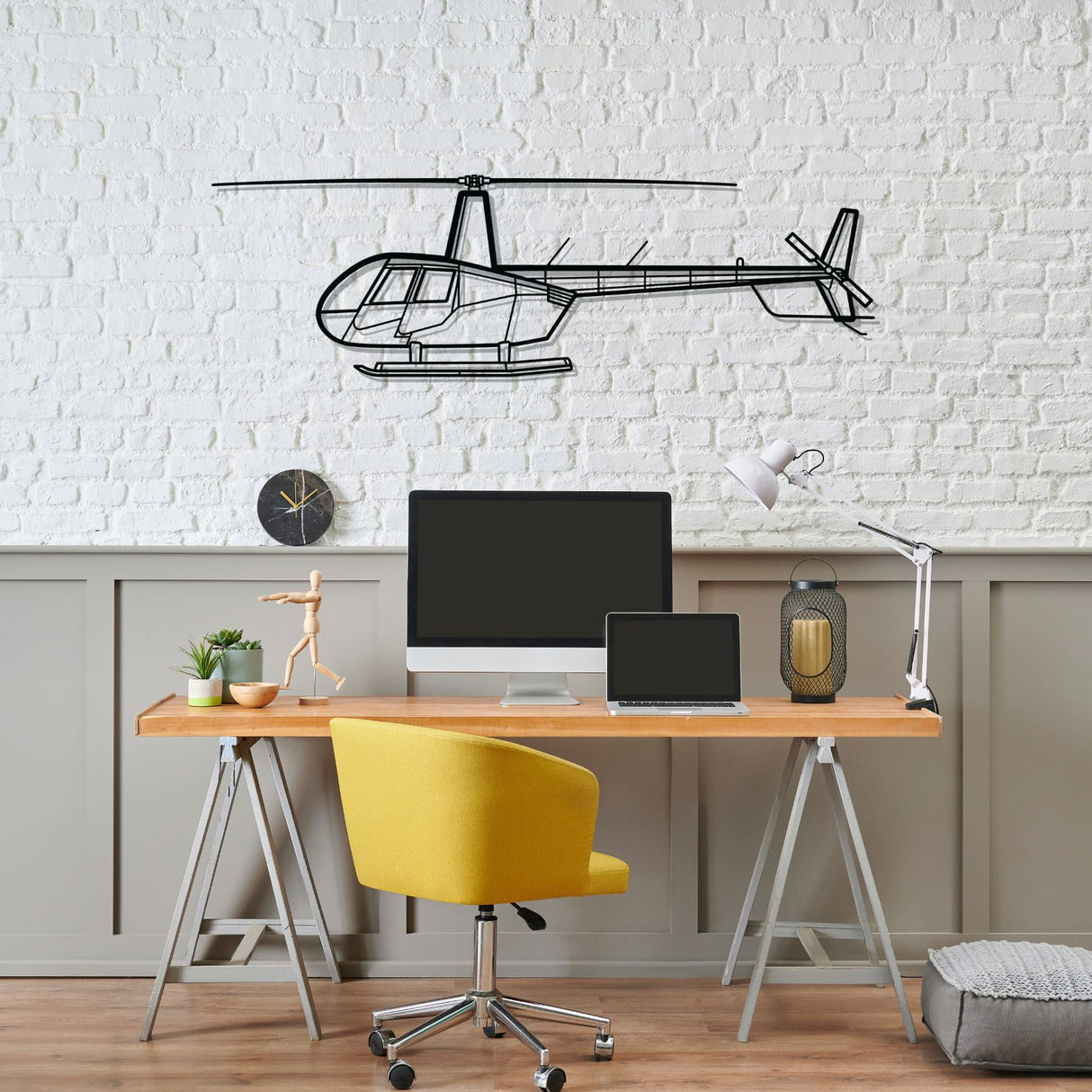 R-44 Clipper II Silhouette Metal Wall Art