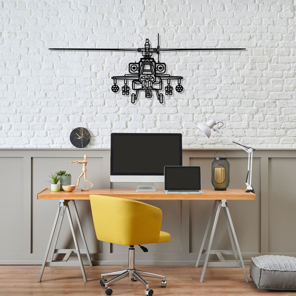 AH-64D Apache Front Silhouette Metal Wall Art