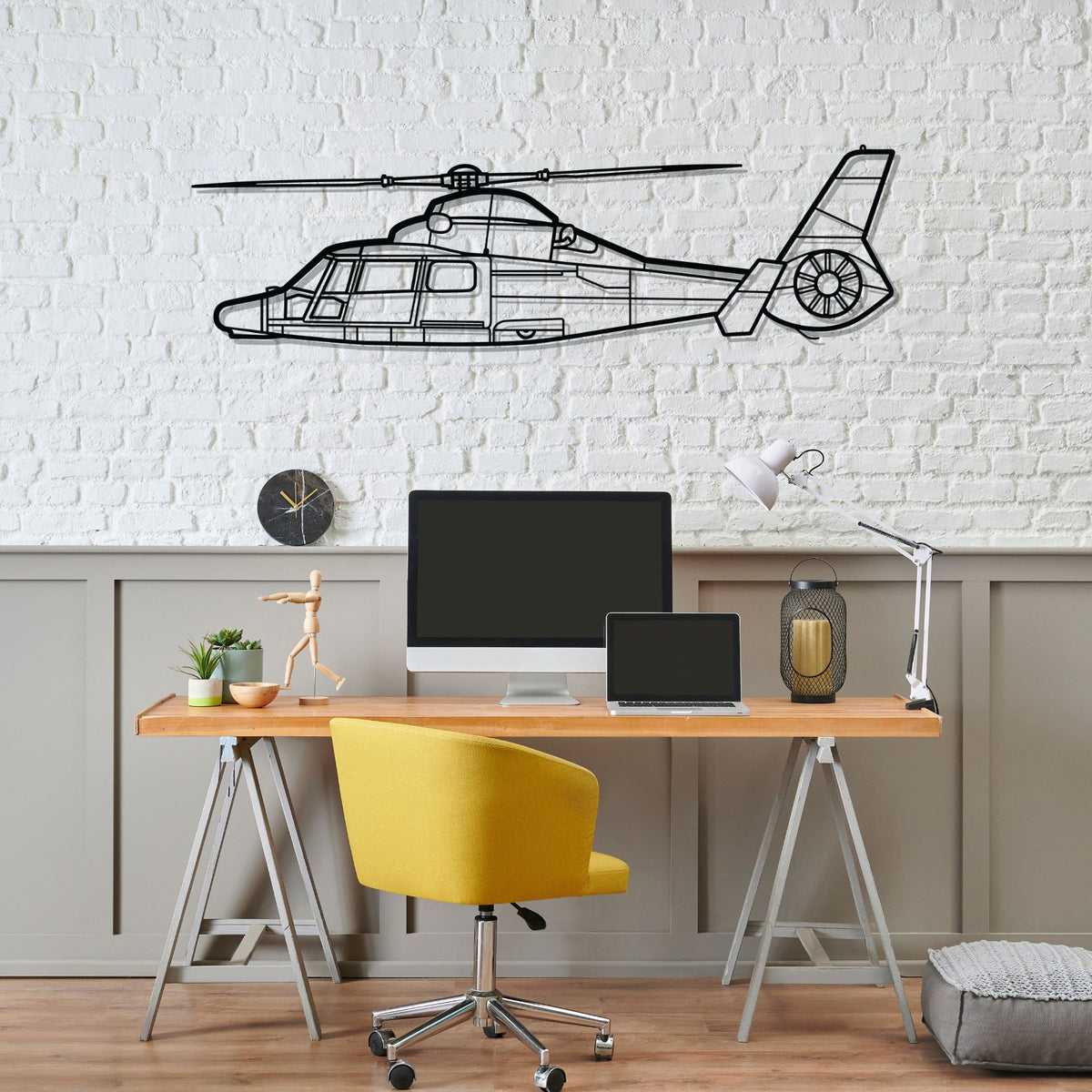 Dauphin AS365N3+ Silhouette Metal Wall Art