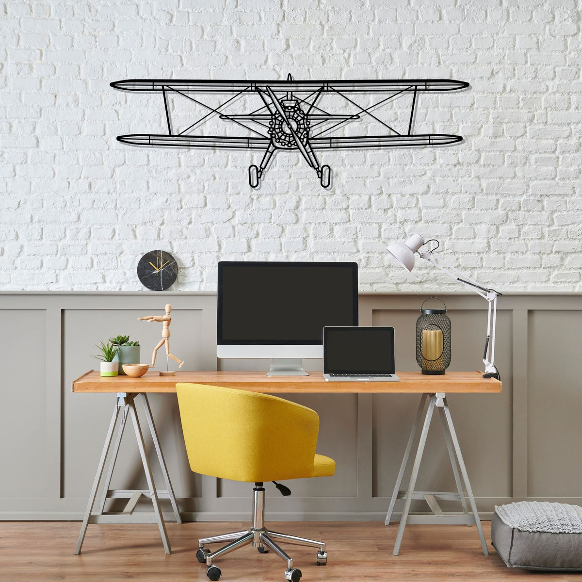 Stearman Front Silhouette Metal Wall Art