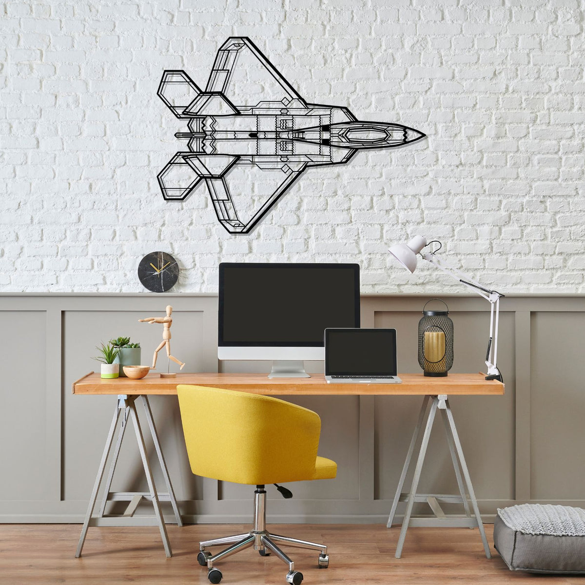 F-22 Raptor Top Silhouette Metal Wall Art