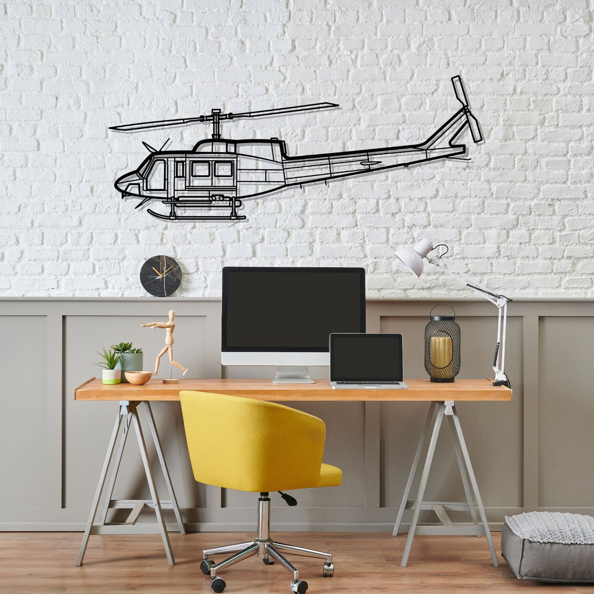 Bell 212 Silhouette Metal Wall Art