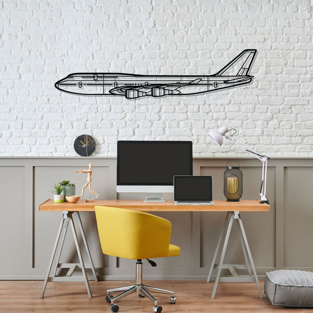 747-800 Silhouette Metal Wall Art