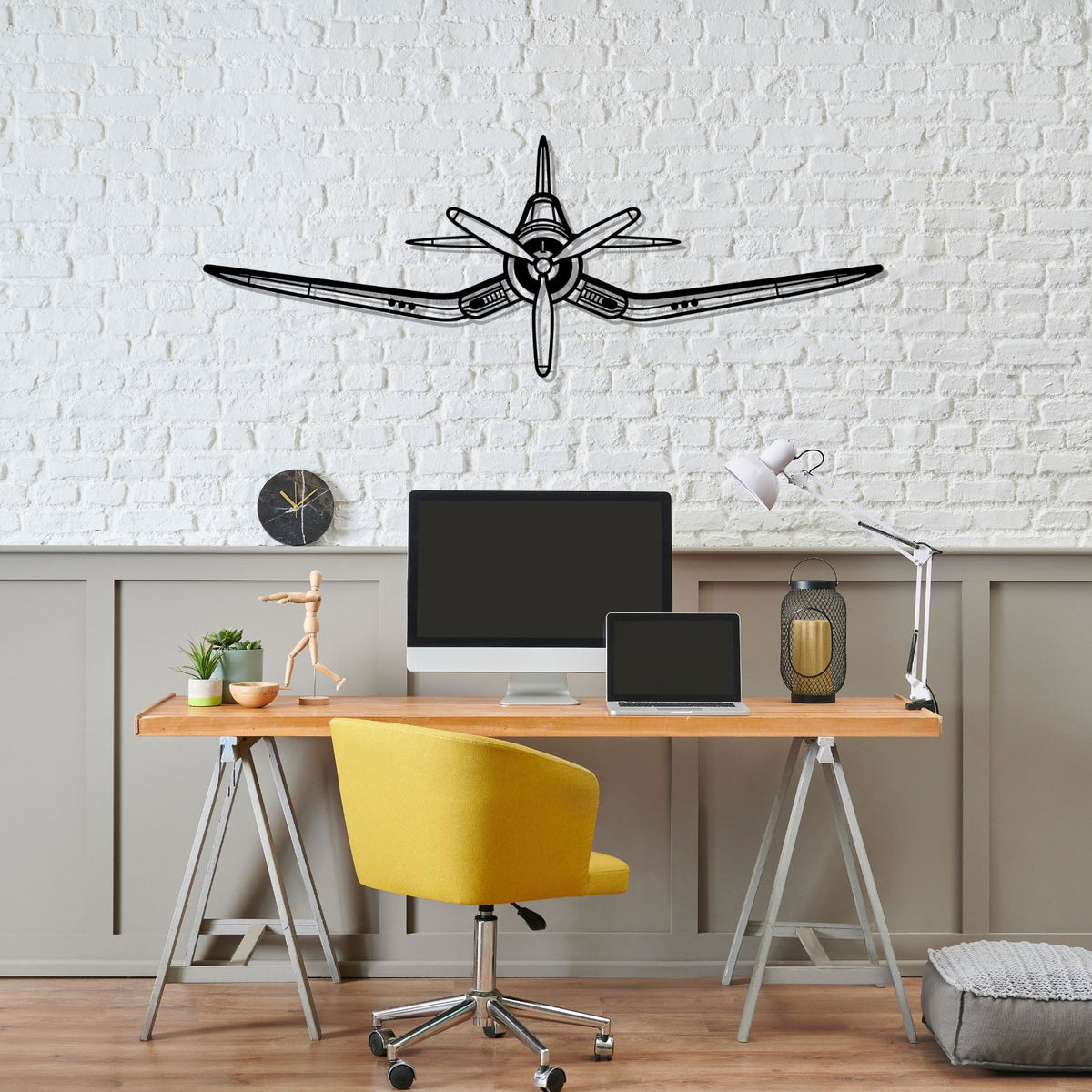 F4U Corsair Front Silhouette Metal Wall Art