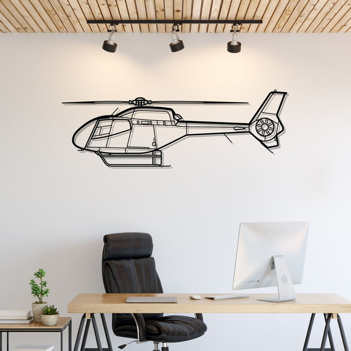 EC120 Silhouette Metal Wall Art