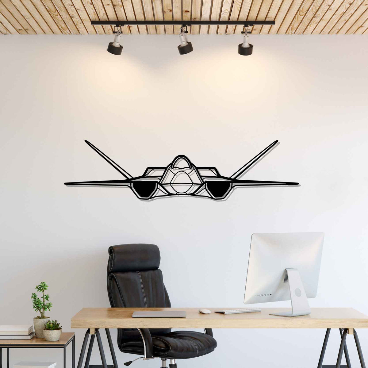 YF-23 Front Silhouette Metal Wall Art