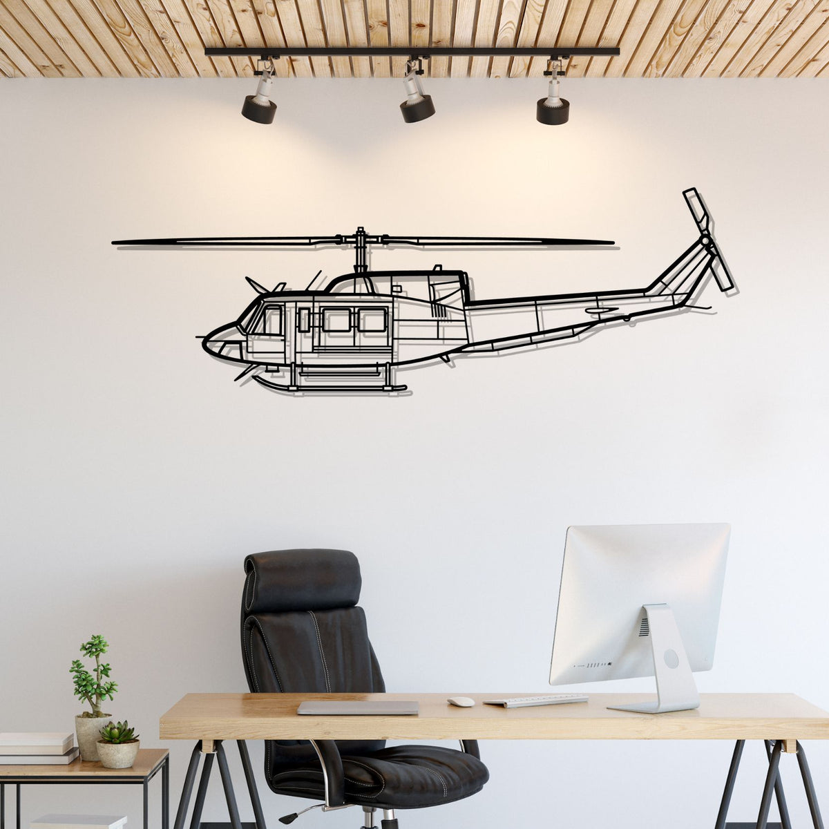 Bell 212 Sentry Silhouette Metal Wall Art