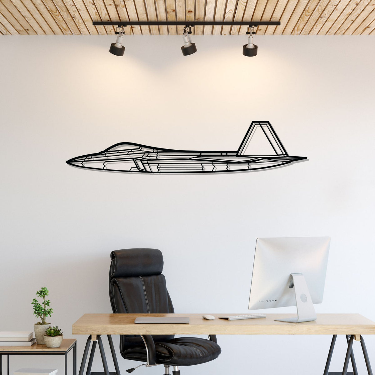 F-22 Raptor Silhouette Metal Wall Art