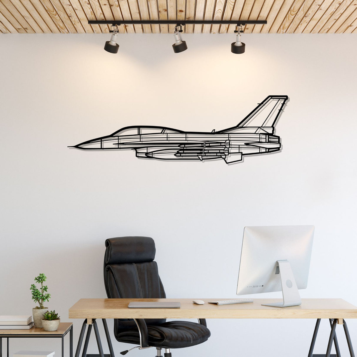 F-16D Silhouette Metal Wall Art