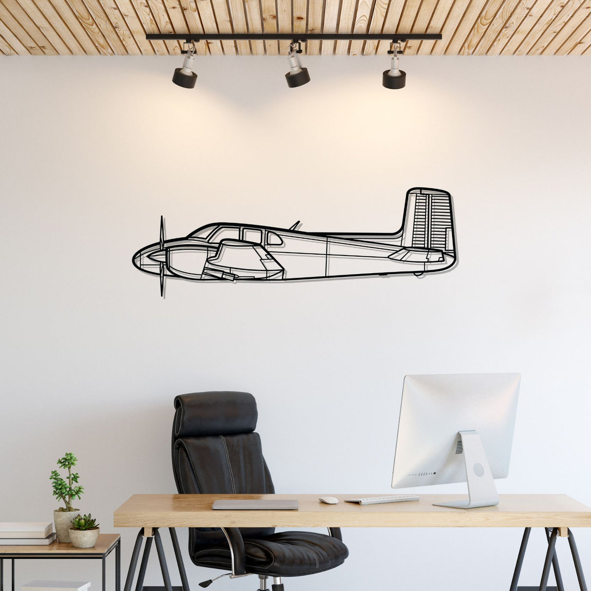 D50 Twin Bonanza Silhouette Metal Wall Art