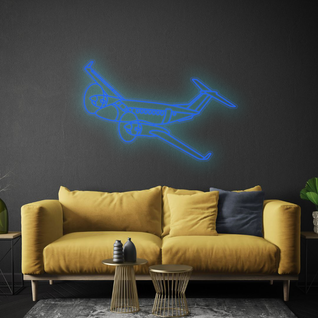 King Air 350 Angle Neon Silhouette