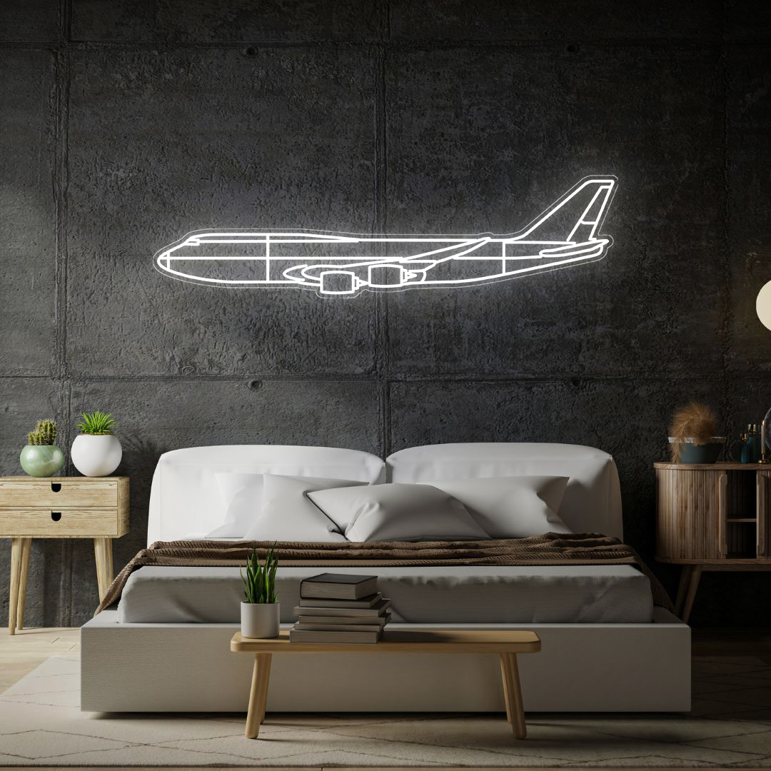 747-800 Neon Silhouette