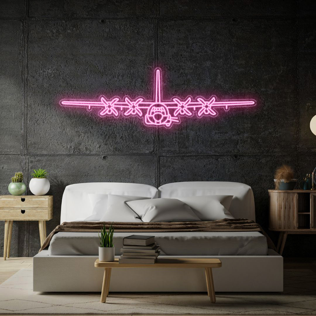 AC-130U Front Neon Silhouette