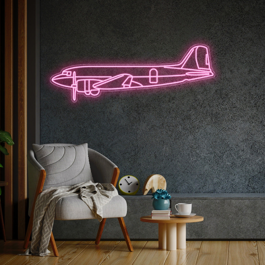 DC-3C 1943 Neon Silhouette
