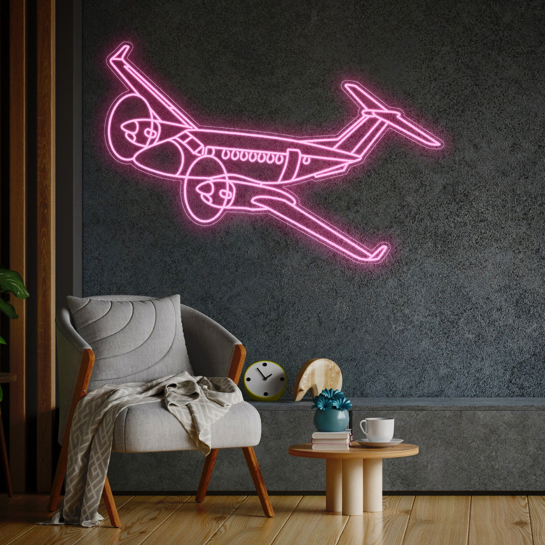 King Air 350 Angle Neon Silhouette