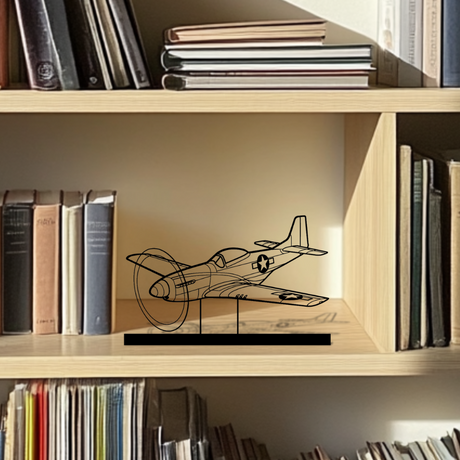 P-51 Mustang Silhouette Metal Art Stand