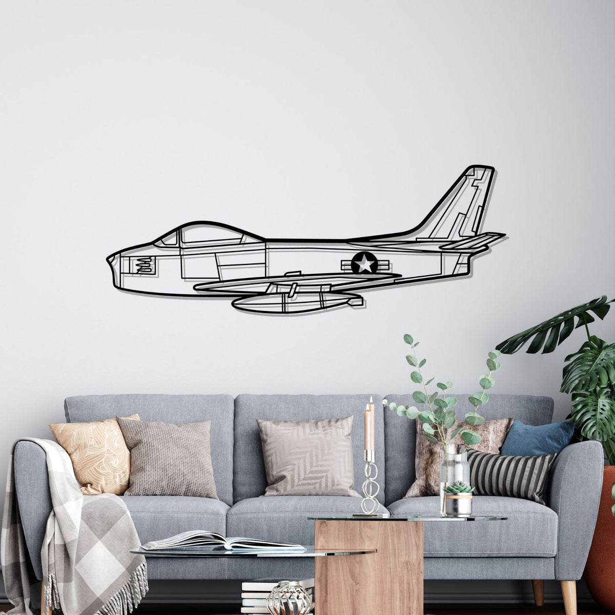 F-86 Sabre Silhouette Metal Wall Art