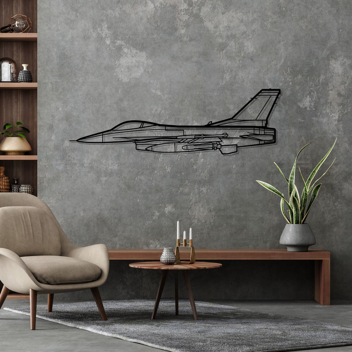 F-16 Falcon Silhouette Metal Wall Art