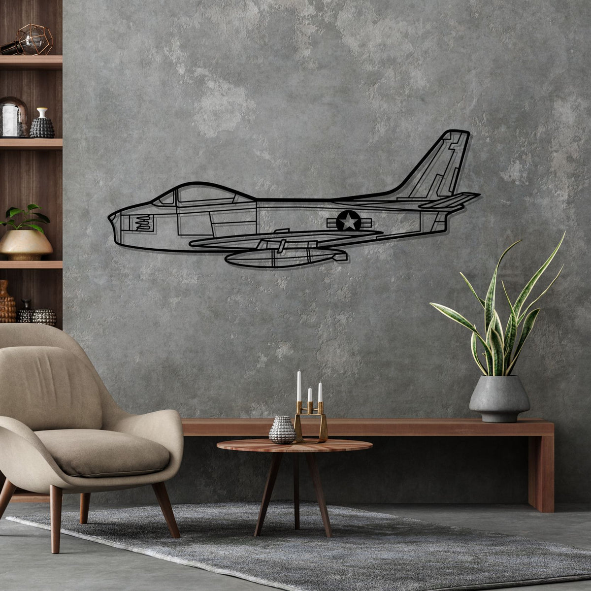 F-86 Sabre Silhouette Metal Wall Art