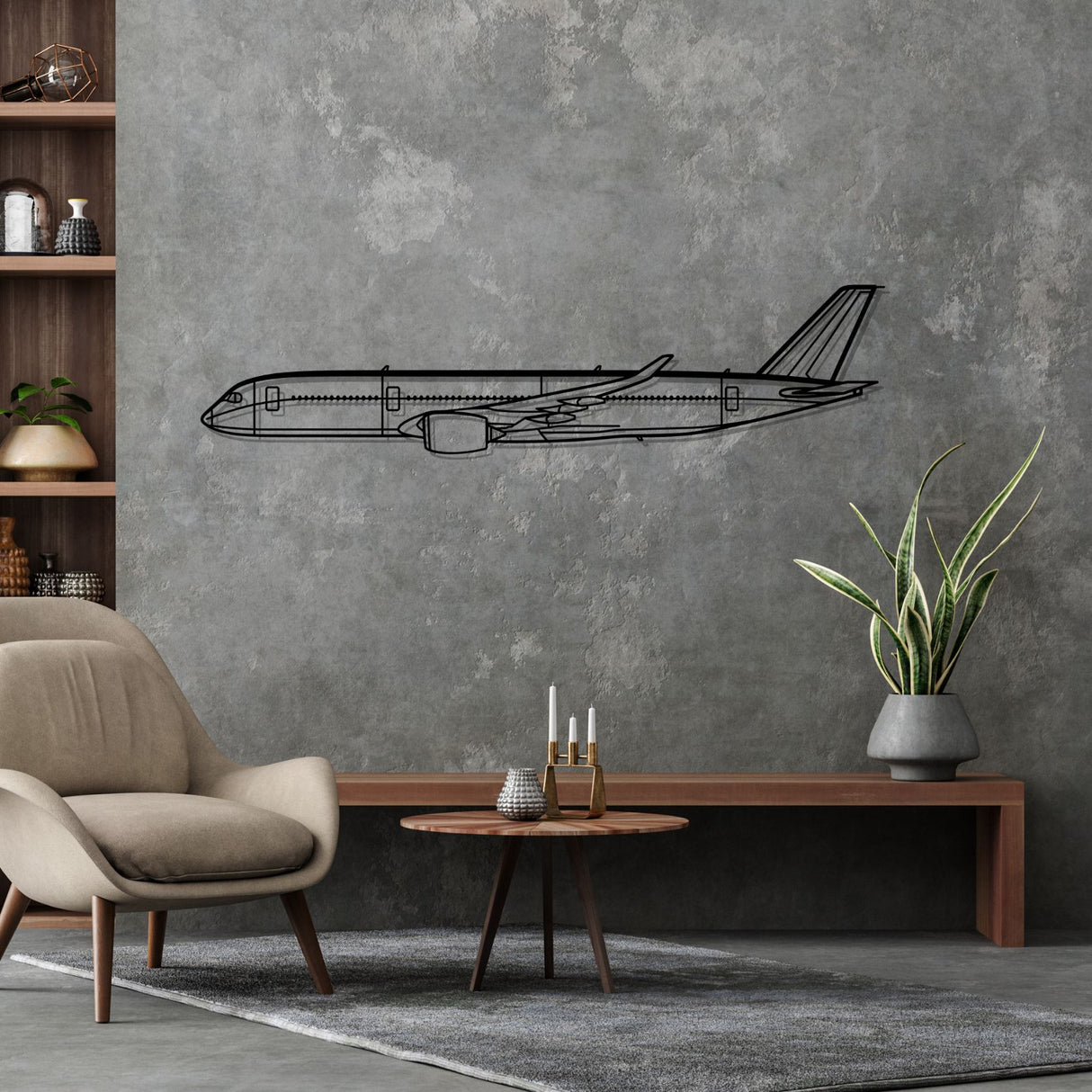 A350 Silhouette Metal Wall Art