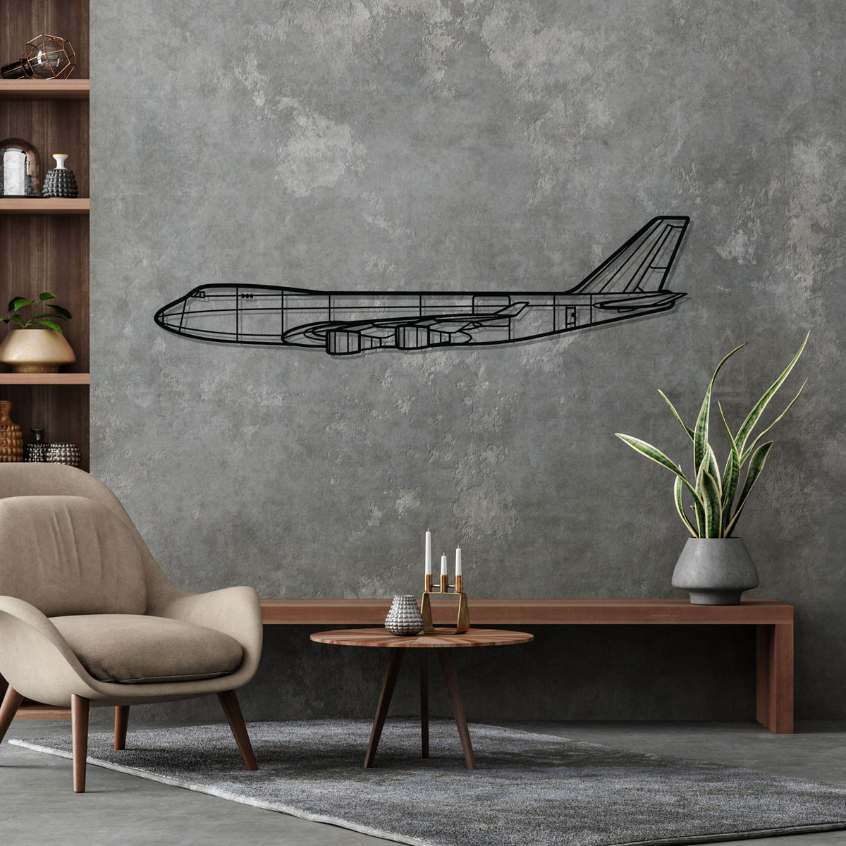747-400F Silhouette Metal Wall Art