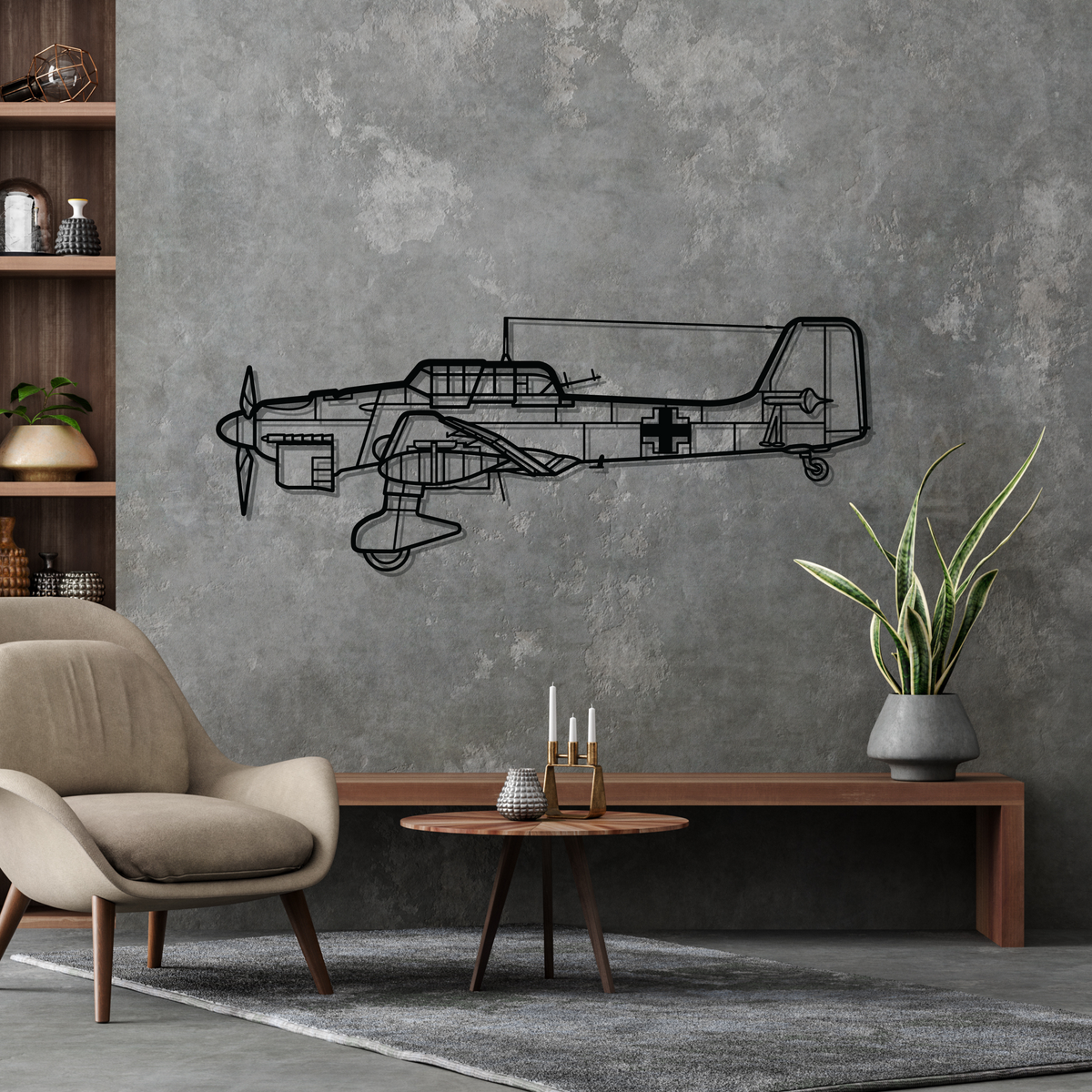 Stuka JU-87 Silhouette Metal Wall Art