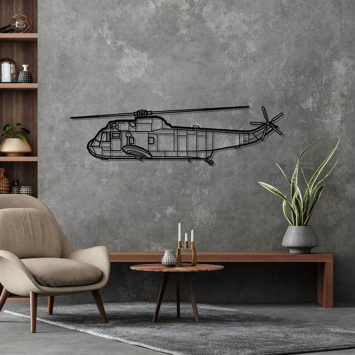 SH-3 Sea King Silhouette Metal Wall Art