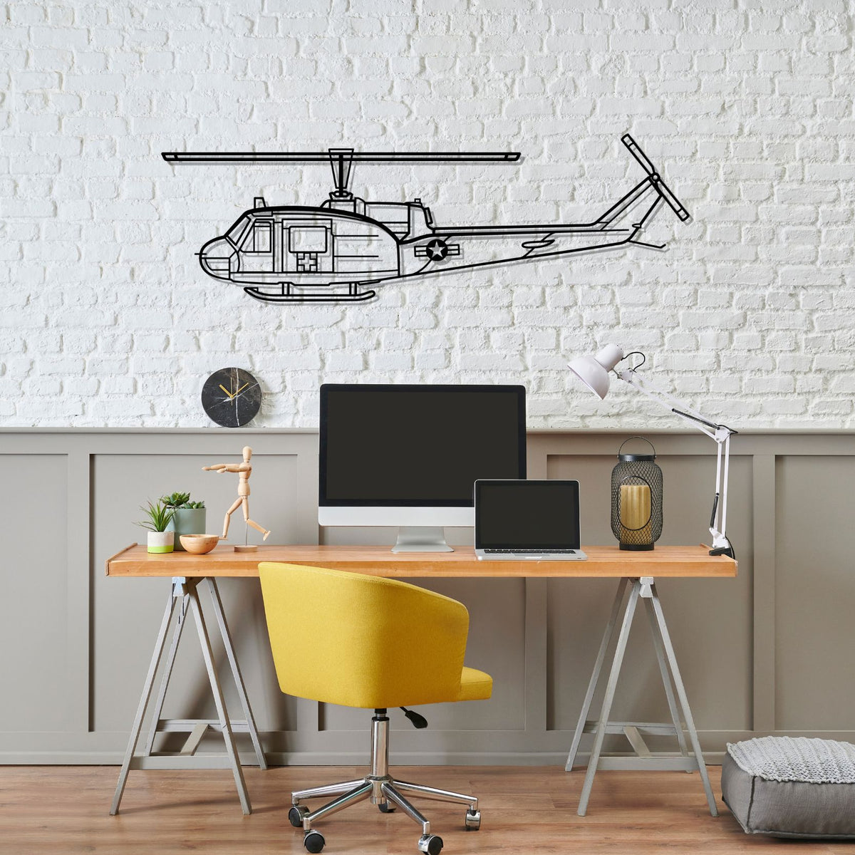 UH-1-Med Huey Silhouette Metal Wall Art