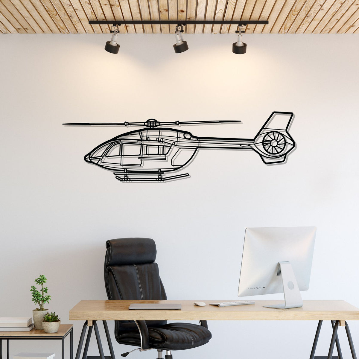 H145 Silhouette Metal Wall Art